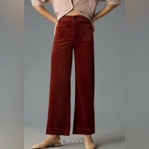 Anthropologie Colette Crop Wide-Leg Corduroy Pants by Maeve